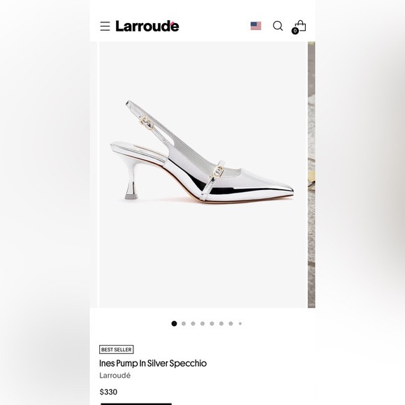 Larroude Ines Silver Women's Pumps size 6.5 - Picture 7 of 7